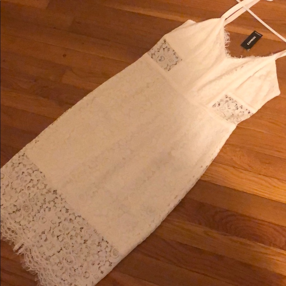 Express white lace midi dress